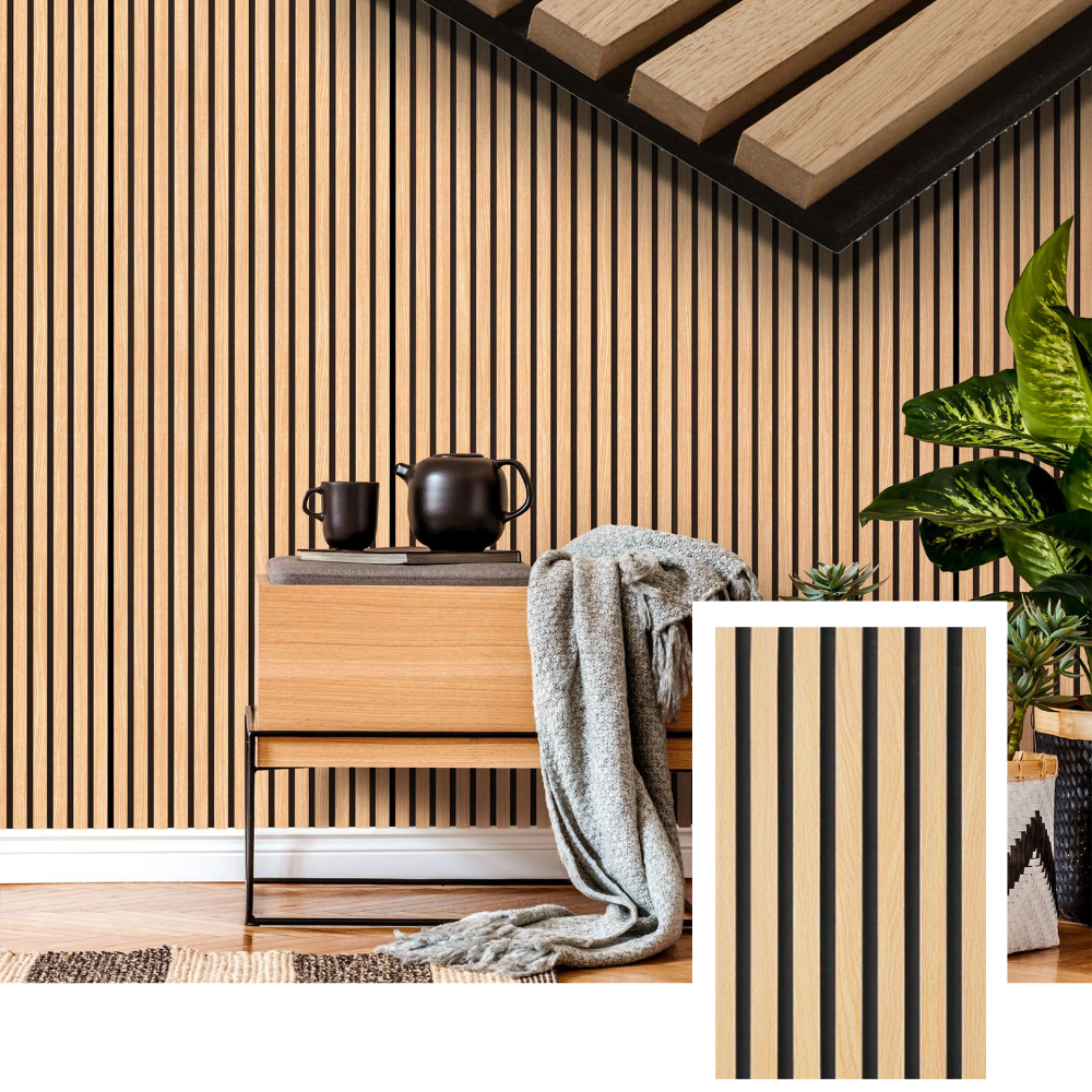 Painéal Slat Fuaimiúil HemmaNord™ — Darach Nádúrtha (2.7 m × 1.10 m)